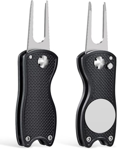 Golf Divot Reparatie Tool - Opvouwbare Metalen Reparateur met Magnetische Putt Marker en Aluminium Handvat - 2-6 Pack