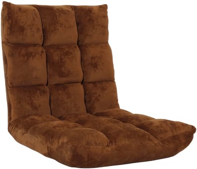 Vloer fauteuil MCW-N43, relax vloer kussen opklapbare fauteuil 6 ligstanden, stevig frame fluweel ~ donkerbruin