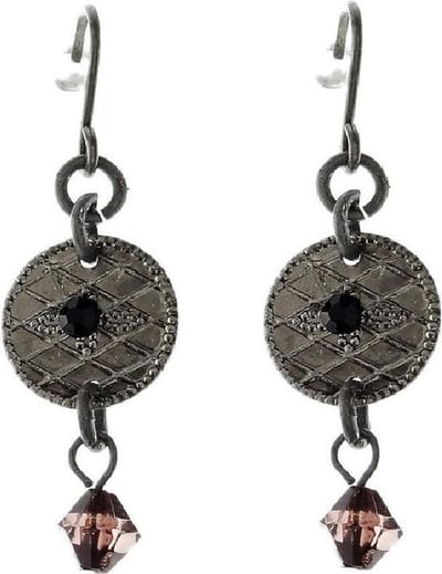 Vintage oorhanger - oud zilverkleur met zwart - Behave