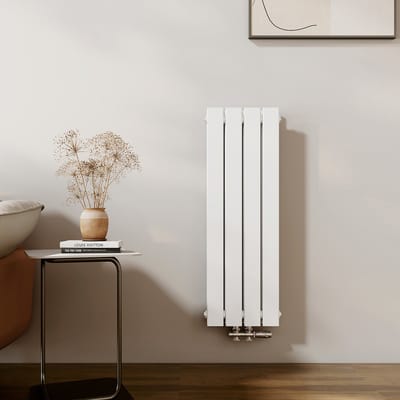 EMKE Radiator - Dubbel-Laags Plat - Glanzend Wit - 90x30 cm - 446 W - Kolomradiator Vertical - Verwarming voor Alle Ruimtes