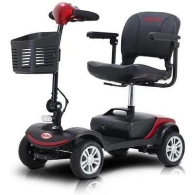 Trottinette électrique compacte à quatre roues pour une autonomie de 15 km, 300 W, ROUGE