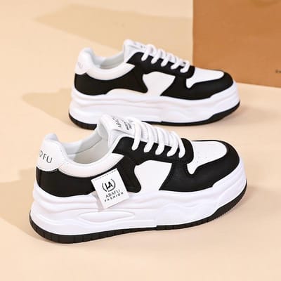 Kleine Witte Schoenen Dames Schoenen met Dikke Zool Lente Nieuw Ins Student Sport- en Vrijetijdsschoenen Panda Schoenen 38 white