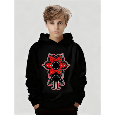Donker En Bizar Kannibaal Print Kinder Casual Zwart Met Capuchon Trainingssweatshirt voor Jongens en Meisjes in Herfst en Winter 160 zwart