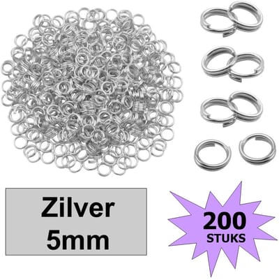 Fako Bijoux® - Splitringetjes - Oogjes - Sieraden Maken - Zilverkleurig - 5mm - 200 Stuks