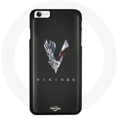 Hoesje voor Iphone 5 Vikings Series Seizoen 6 logo V Zwaard Grijs Zwarte Achtergrond