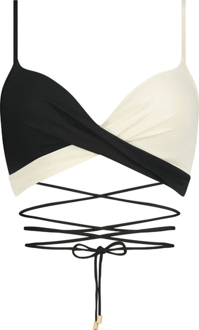 Beachlife Vanilla & Black twist bikinitop