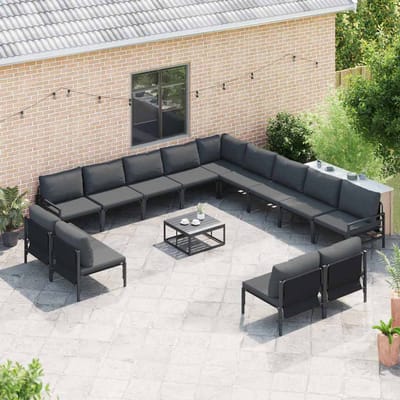 vidaXL - Tuinbank - Set - 13 - st - Zwart - Staal