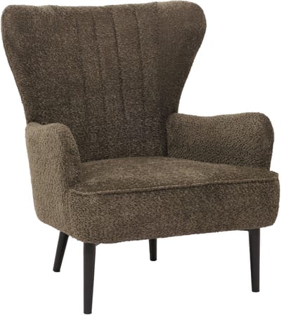 Loungestoel MCW-K37, cocktail-/oorstoel, gestoffeerde stoel, retro-vintage, chenille (500 g/m²) ~ groen-bruin