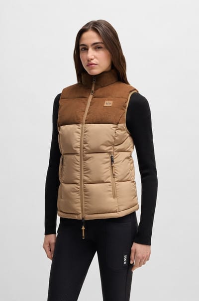 BOSS Equestrian FW25 Gewatteerde Bodywarmer Viola-Camel-L