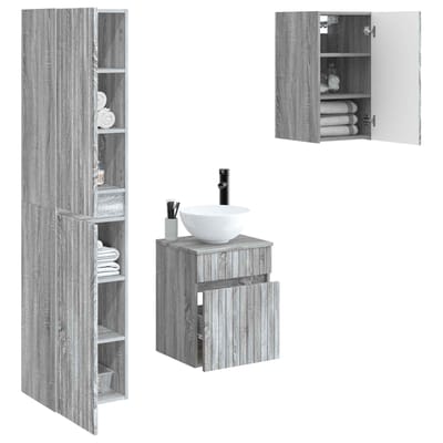 vidaXL - Badkamermeubel - Set - 3 - st - Grijs - Sonoma - 33 - x - 34,5 - x - 160 - cm