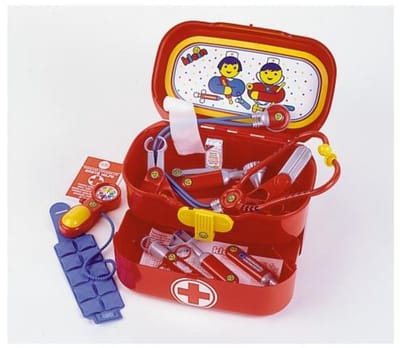 Klein Toys dokterskoffer - bloeddrukmeter, stethoscoop, thermometer, reflexhamer, injectiespuit, pincet, otoscoop, scharen, pleister - multicolor