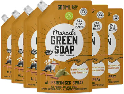Marcel's Green Soap Allesreiniger Spray Navulling - Sandelhout & Kardemom - 6 x 500 ml