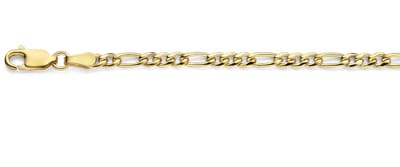 Mori Gold Filté 3,0mm brede armband, Figaro schakel, goud gevuld 1/20