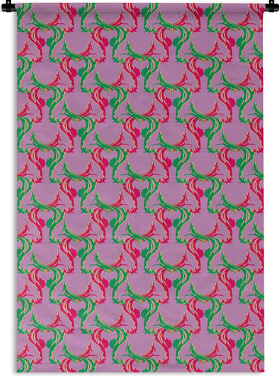 Wandkleed - Wanddoek - Hert - Patroon - Paars - 60x90 cm - Wandtapijt