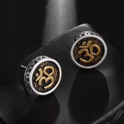 Nouvelles Boucles d'Oreilles Rétro Mandala Écriture à Six Caractères Boucles d'Oreilles Écriture Bouddhiste Bijoux Punk pour Hommes et Femmes gray