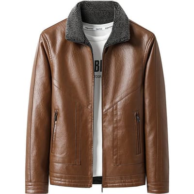 Heren Leren Jas Casual Jas Grote Maten Dikke Winter Dikke Man Plus Fluweel Middelbare Leeftijd en Ouderen Papa's Bontkraag Jas 8XL gray