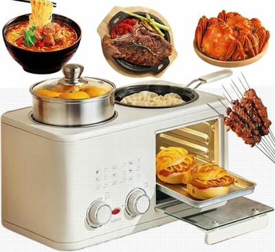 Ontbijtmaker Station - Keukenapparaat - Snel Ontbijten - 4-in-1 Functies - 10L Oven - Wit