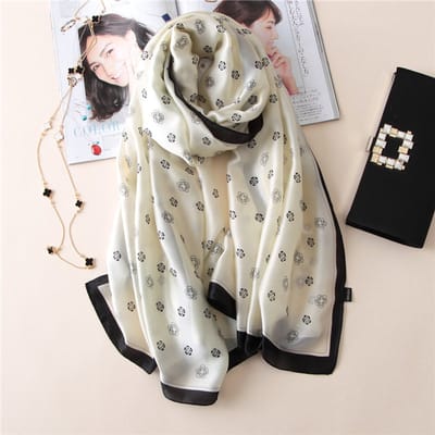 Zachte Imitatiezijde Sjaal 90x180 cm voor Dames - Hoofddoek, Bandana en Halsdoek-F-45 - Off-White