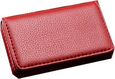 Zakelijke PU Leren Etui met Magnetische Naamkaart Houder voor Mannen en Vrouwen - Rood, One Size, Perfect voor Professionele Gebruik en Organisatie
