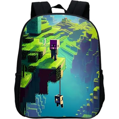 Sac d'école maternelle imprimé, Sac à dos dessin animé Minecraft 12 pouces, Léger et décontracté 12inch backpack