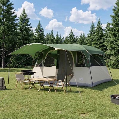 vidaXL - Tunneltent - 10-persoons - Groen - Polyester - en - Staal