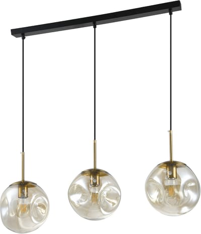 QUVIO Hanglamp eettafel - Hanglamp - Hanglampen - Hanglampen zwart - Eettafel hanglamp - Hanglamp woonkamer - Woonkamer hanglamp - Glazen bollen - Langwerpig - Metaal - Glas