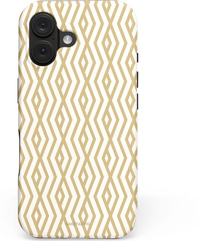 Casetastic hoesje geschikt voor Apple iPhone 16 - MagSafe - Dubbellaagse bescherming - Art Deco Goud - Fashion Case - Beige Wit