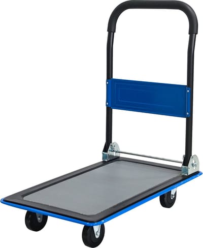 Opvouwbare Platformwagen 150 kg – Steekwagen met 360° Zwenkwielen – Transportkar – Blauw