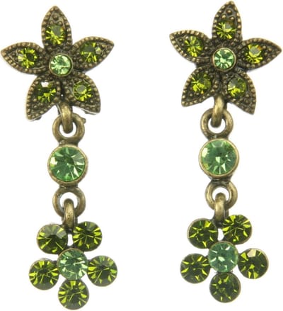 Behave - Vintage oorstekers bloemetjes met groene steentjes - Trendy retro stijl