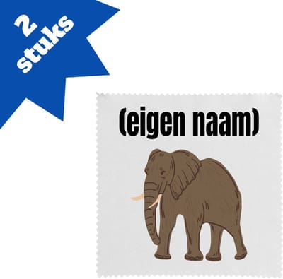 Akyol - olifant met eigen naam brillendoekjes - Olifant - olifanten liefhebbers - iemand die houdt van olifanten - verjaardag - cadeau - kado - 17,8 bij 17,8 cm - 2 stuks