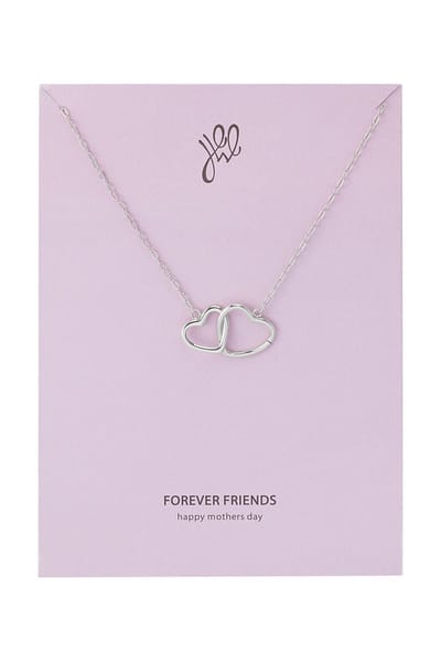 Ketting geschakelde hartjes - moederdag - zilver RVS