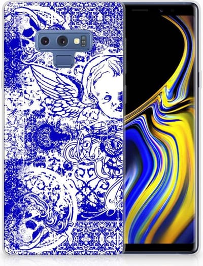 Silicone Back Case Samsung Galaxy Note 9 Angel Skull Blauw