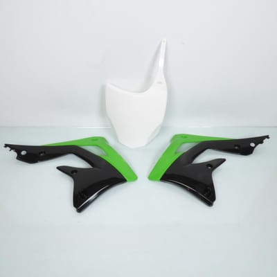 Kit carénage UFO pour Moto Kawasaki 450 KXF 2012 à 2015 Vert / noir / blanc Neuf