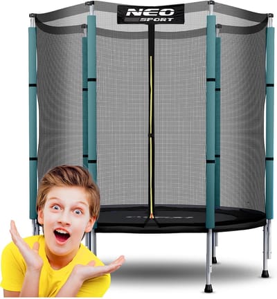 Kindertrampoline - Buitenspeelgoed - Buiten Spelen - Veiligheidsnet met rits - Ø 140 cm - Donkergroen Zwart