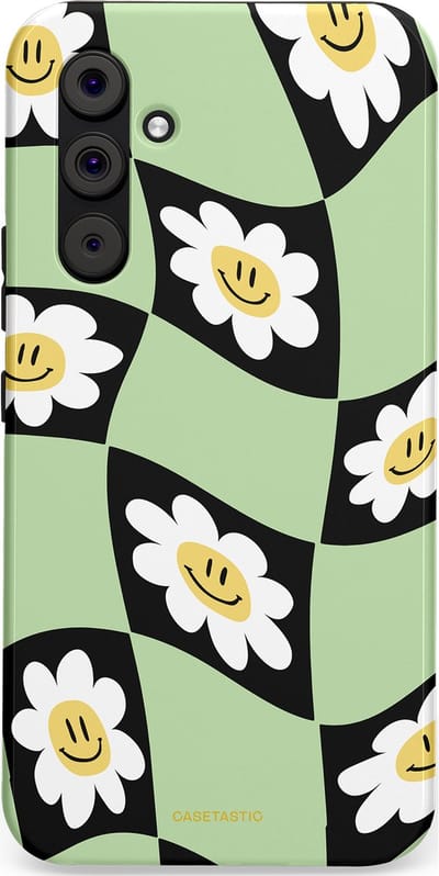 Casetastic hoesje geschikt voor Samsung Galaxy A54 (2023) 5G - Dubbellaagse bescherming - Golvende madeliefjes - Fashion Case - Mintgroen Zwart Wit Beige