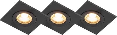 QAZQA xena - Moderne Inbouwspot voor badkamer - 3 lichts - L 80 mm - Zwart -