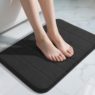 Badmat van traagschuim, ultrazacht, absorberend, antislip, sneldrogend, machinewasbaar, geschikt voor badkuipen en douches, woonaccessoire, 40*60 cm, zwart.
