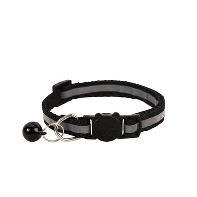 Katten halsband - Reflecterend - Veiligheidssluiting - Verstelbaar 19-32 cm - Met belletje - Zwart