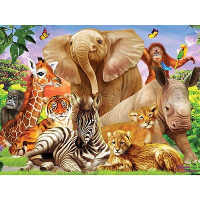 5D DIY ronde Diamond schilderij  Animal World Elephant Rhino  diamant borduurwerk kruissteek muurstickers home decor 20X30CM beige