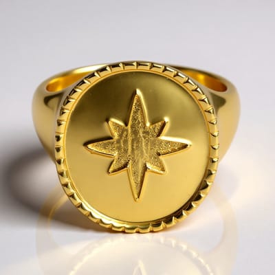 Cavill - 925 Sterling Zilver Ring met Gouden Vergulding - Elegante Verstelbare Dames Ring met Sterpatroon Gravure - Luxe Sieraad 17-21