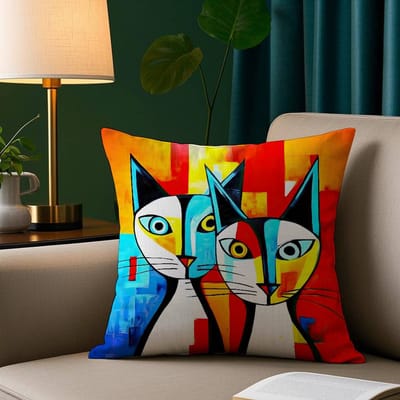 Kattenolieverf Stijl Kussenhoes, Vierkant Ontwerp, Huisbank Kussenhoes 45x45cm