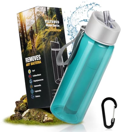 Draagbare waterfilterfles voor noodgevallen - Ideaal voor wandelen, kamperen en reizen