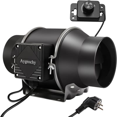 Aygrochy pijpventilator 150mm, regelbare afzuigventilator 683m³/h, in-line pijpventilator voor verwarming, koeling, booster, kweektenten