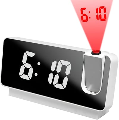 Store_8 - Projectiewekker - Digitale klok met projectie - Snooze functie - Wit - USB-aansluiting - Geschikt voor thuis en kantoor