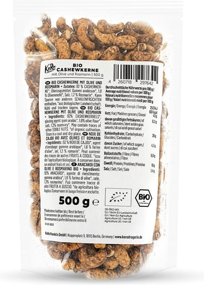 KoRo | Bio cashewnoten met olijf en rozemarijn 500 g