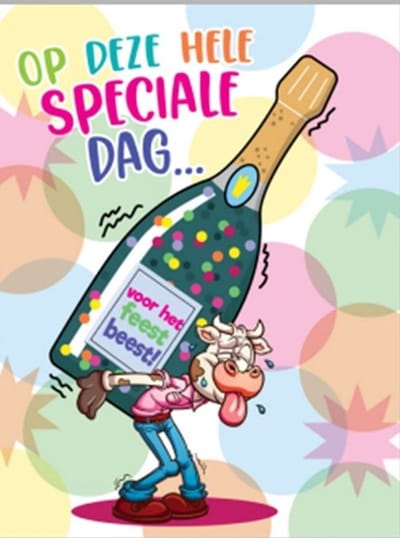 Wenskaart - wenskaart XXXL - mega wenskaart - 45x60 cm - supergroot - felicitatie - gefeliciteerd - feestbeest - verjaardag
