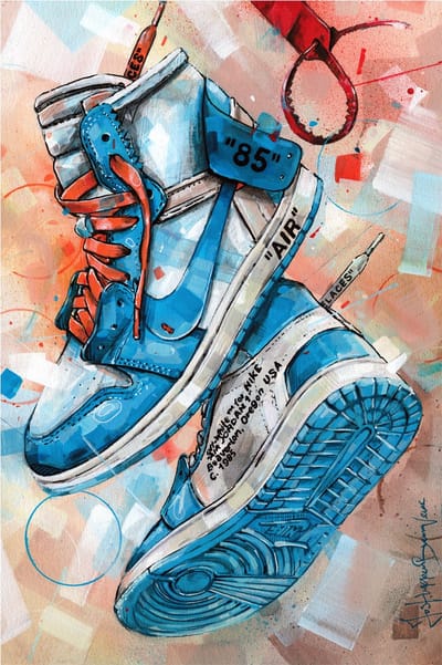 Sneaker canvas Off White university blue 40x60 cm