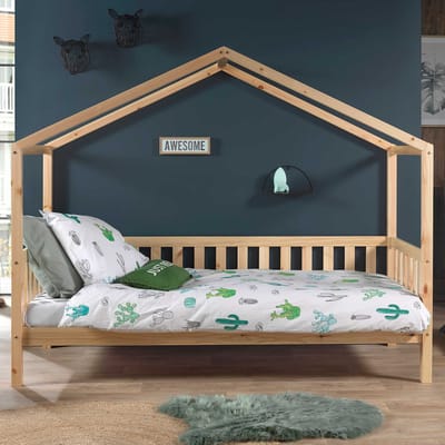 Vipack Kinderbed Dallas 90x200cm - Sofabed als Huis - Bed met Dak - Peuterbed - Ledikant - Kajuitbed - Hout
