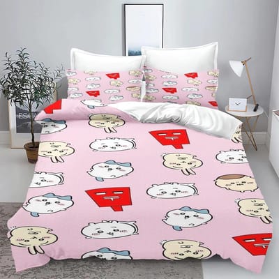 Chiikawa Beddengoedset Dekbedovertrek 3-delige set 1 Dekbedovertrek Universeel, Geschikt voor kinderen en volwassenen Overtrekken Eenpersoons Maat Sets US Full 200x230cm