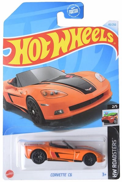 HOT WHEELS CORVETTE C6 ORANGE 40/250 1:64 HW ROADSTERS 2/5 LONG CARD
